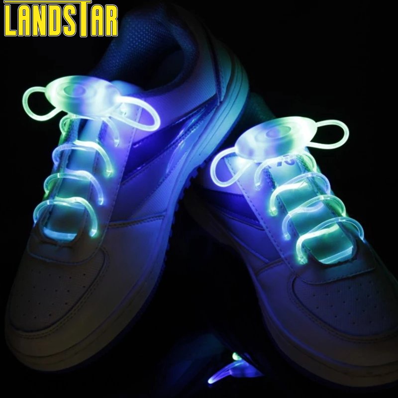 1 คู่ LED Luminous Shoelaces แบตเตอรี่ 3 โหมดปรับสําหรับปาร์ตี้,เต้นรํา,วิ่งขี้เกียจกีฬารองเท้า Laces รูปไข่แฟลชที่มีสีสันเรืองแสง Stick Shoelaces สําหรับวิ่งกลางคืน