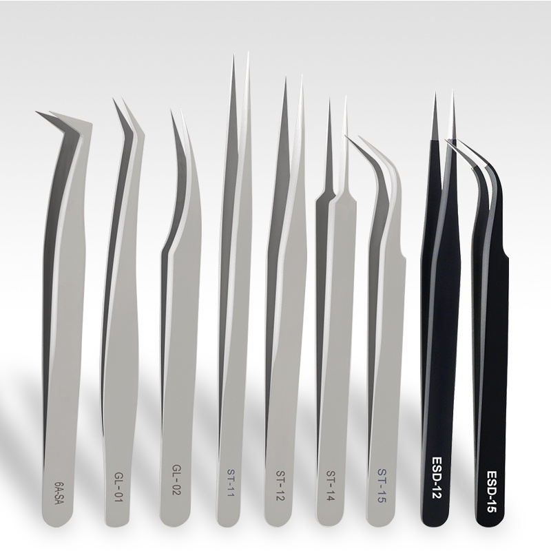 GLAMLASH Stainless Steel Straight Curved Nail Tools Eyelash Extension Tweezers eyelashes