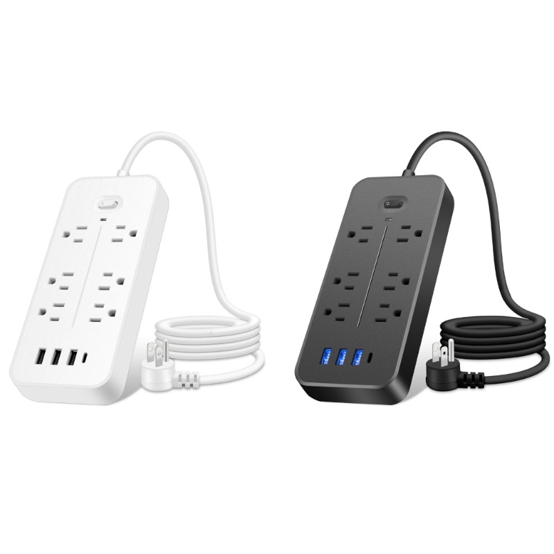 QUU USB Power Strip Surge Protector Wall Outlet พร้อมสายไฟสายไฟยาว 9 ฟุต 3 เส้น