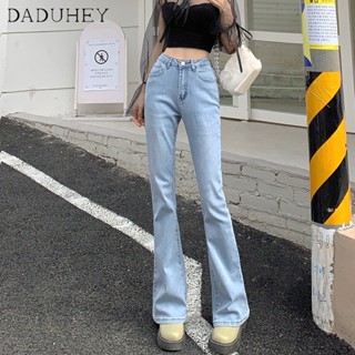 DaDuHey💕 Korean Style  Womens Light Blue New High Waist Slim Slim Skinny Skinny Jeans Mop Fashion Elastic All-Match Bell-Bottom Pants