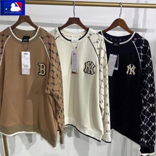 Mlb100% เสื้อกันหนาวแขนยาว ปักลาย NY สไตล์เกาหลี แฟชั่นสําหรับผู้ชาย และผู้หญิง