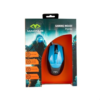 เม้าส์ Optical Gaming ยี่ห้อ MACNUS รุ่น POINTER GAMING MOUSE BLACK/BLUE รับประกัน 1ปี