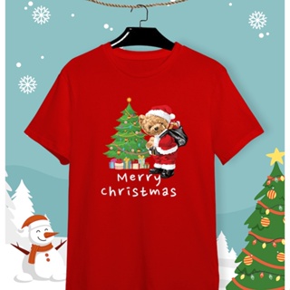 เสื้อยืดน้องหมี เสื้อยืดปีใหม่ เสื้อคริสมาสต์ Happy New Year &amp; Merry Christmas ลายน่ารักๆ ผ้า Cotton ใส่สบาย สีสันสดใส