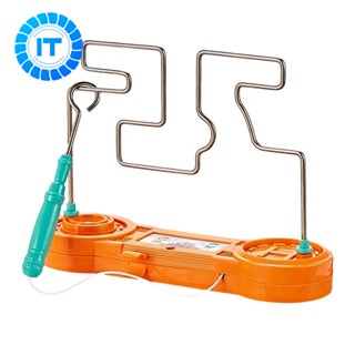 เขาวงกตของเล่นไฟฟ้า Dont Buzz the Wire Game Classic Desktopop Puzzle Game Retro Toys for Family Gathering, Orange