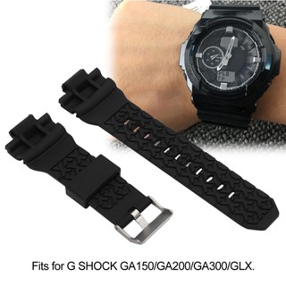 สายนาฬิกาข้อมือ สายหนัง Pu สีดํา สําหรับ G Shock Ga150 Ga200 Ga300 Glx