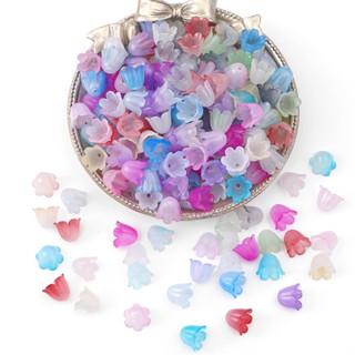 100 pcs ดอกไม้ลูกปัด 10x8 มม. สีสันสดใส สำหรับทำเครื่องประดั…