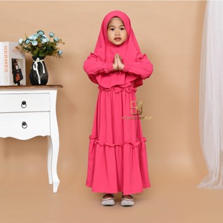 Jiira baju gamis syari ชุดเดรสฮิญาบแฟชั่น 4-9 ปี สีขาว สีดํา สีเขียวมะกอก สมัยใหม่