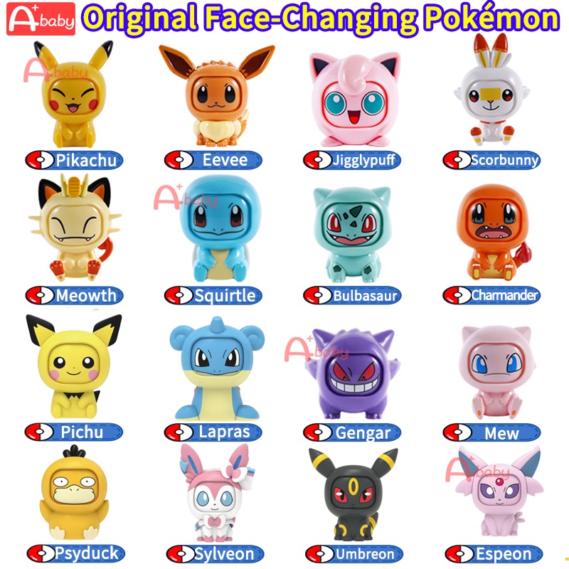 Pokemon ของเล่นฟิกเกอร์ Pikachu Eevee Jigglypuff Storbunny Meowth Squirtle Bulbasaur Charmander Groo