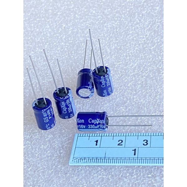 (แพ็ค10ตัว) C 330UF 16V คาปาซิเตอร์ Capxon ของแท้ใหม่ 8x12mm สีฟ้า85C C330UF16V C 330UF16V C330UF 16