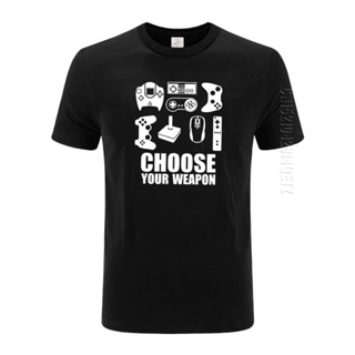 Lyzh เสื้อยืดคอกลม ผ้าฝ้าย พิมพ์ลาย Choose Your Weapon Gamer โอเวอร์ไซซ์ แฟชั่นฤดูร้อน สําหรับผู้ชาย