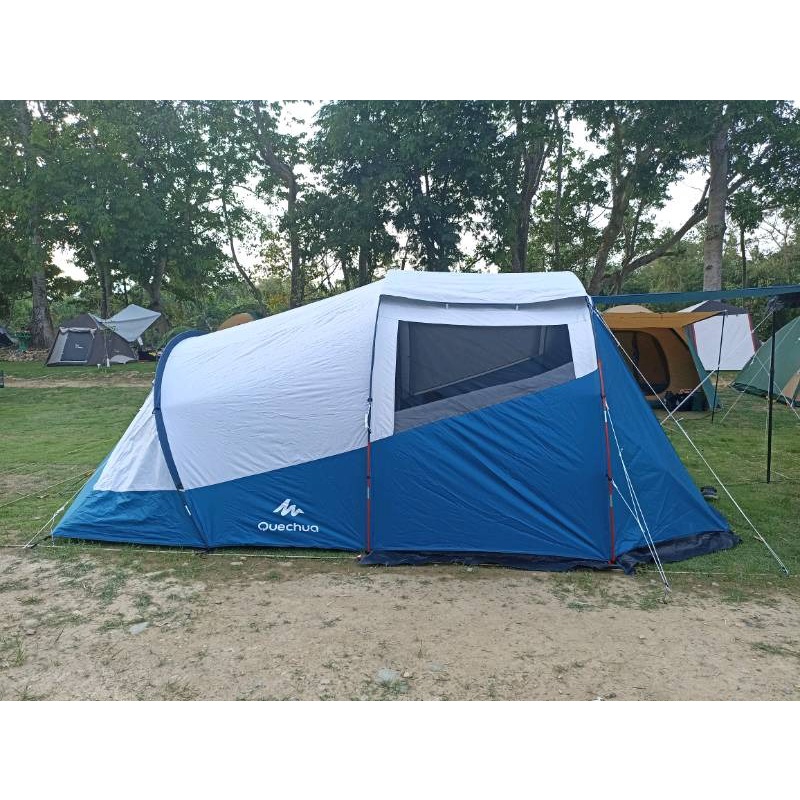 เต็นท์ 1 ห้องนอนรุ่น Arpenaz 4.1 F&amp;B สำหรับ 4 คน QUECHUA Camping Tent with Poles Arpenaz 4.1 F&amp;B 4 Persons 1 Bedroom