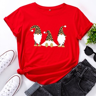 T-Christmas Cute Elves Print Women T Shirt Harajuku Short Sleeve Graphic Tee Women Tshirt Top Streetwear