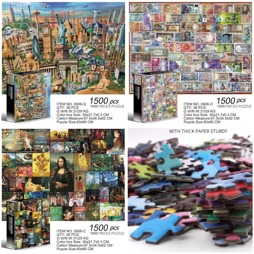 (พร้อมส่ง) จิ๊กซอว์ 1500 ชิ้น กระดาษหนา ขนาดต่อเสร็จ60x80cm Jigsaw Puzzle สำหรับวัยรุ่นและผู้ใหญ่ งา