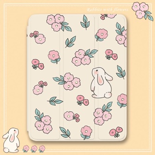 เคสนิ่ม ลายกระต่ายน่ารัก พร้อมช่องใส่ดินสอ สําหรับ iPad Gen10 7 8 9 Pro11 นิ้ว Pro12.9 นิ้ว 2022 Air4 Air5 mini6