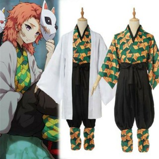 Demon Slayer: Kimetsu no Yaiba Sabito Cosplay Costume Kimono Cloak Full Set