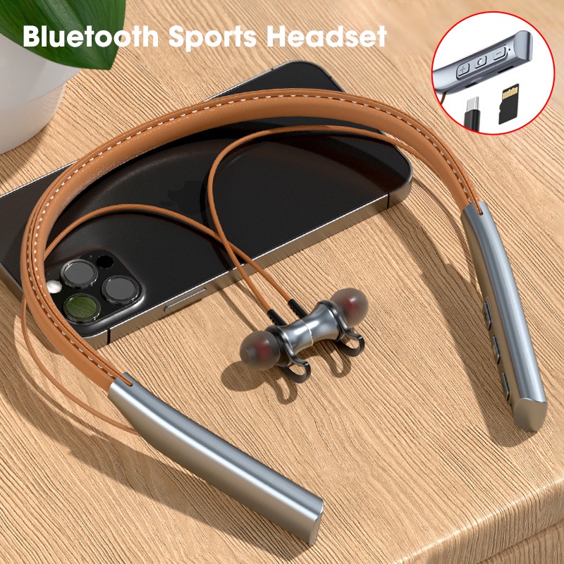 ▦Newest Wireless Bluetooth V5.0 Earphone TF Card MP3 Player TWS Neckband Headset Running Sports Waterproof Earbuds for A