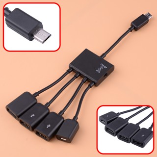 OTG Hub เคเบิลตัวเชื่อมต่อตัวแยก 4 พอร์ต Micro USB Power การชาร์จเครื่องชาร์จ micro USB OTG 4 in 1