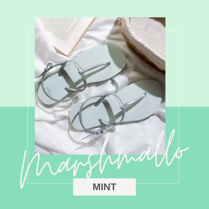 Softserve รองเท้าแตะคีบ รัดส้น ยางพาราแท้ สี Marshmallow-Mint