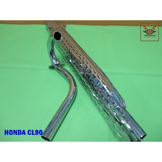 HONDA CL90 EXHAUST PIPE (SWEPT TYPE) &amp; CONNECTOR PIPE SET "CHROME"  //  ท่อยก ท่อไอเสีย พร้อม คอท่อไอเสีย สินค้าคุณภาพดี