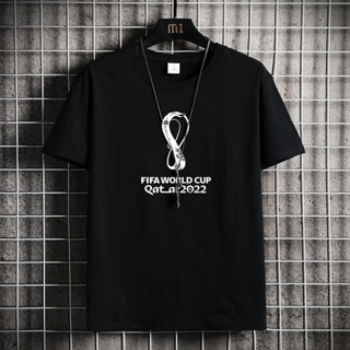 ⚡️ พร้อมส่ง⚡️ 2022 Qatar FIFA World Cup football short sleeved t-shirt mens fans commemorative group activity T-shirt