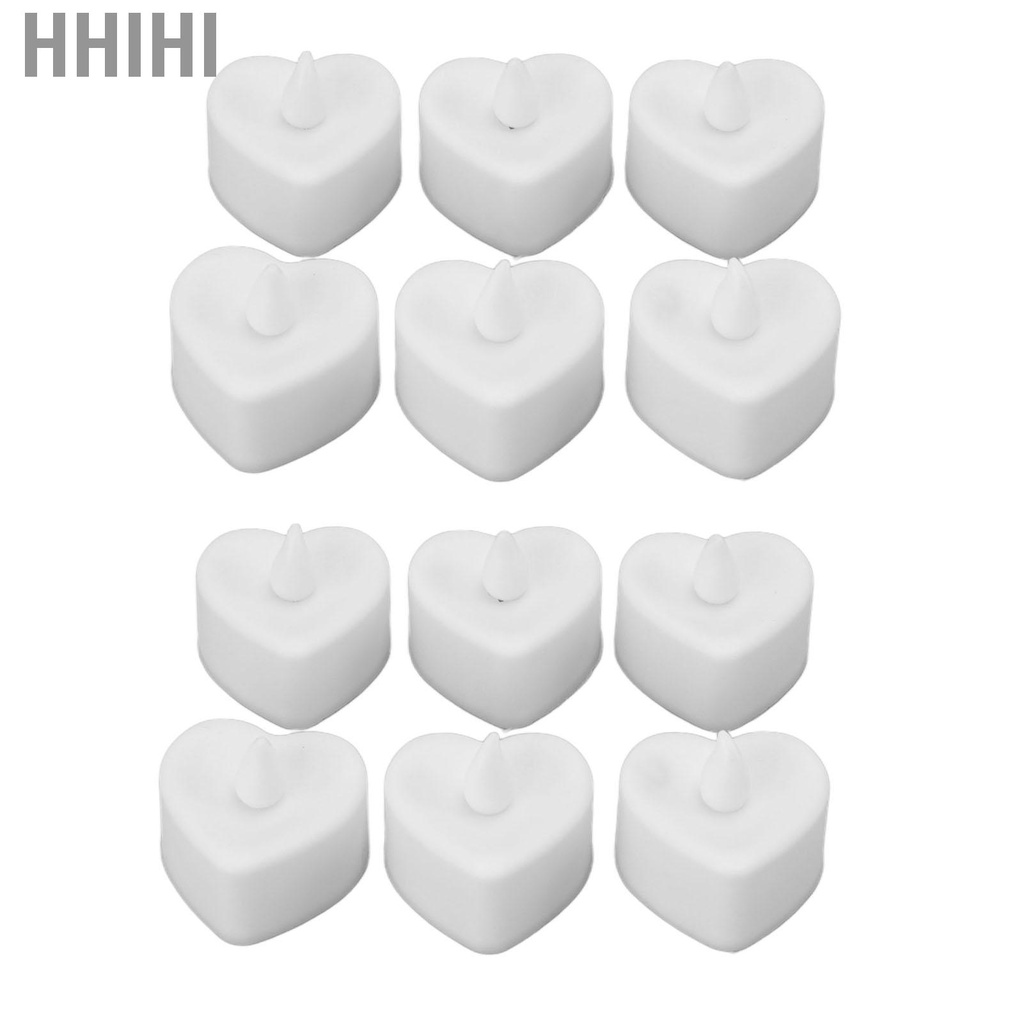 Hhihi 12Pcs Flameless Candles Heart Battery Tea Lights LED Tealight
