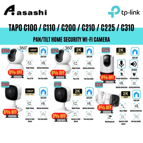 TP-Link Tapo C100 / Tapo C110 / Tapo C200 / Tapo C210 / Tapo C225 / Tapo C310 Home Security Network 