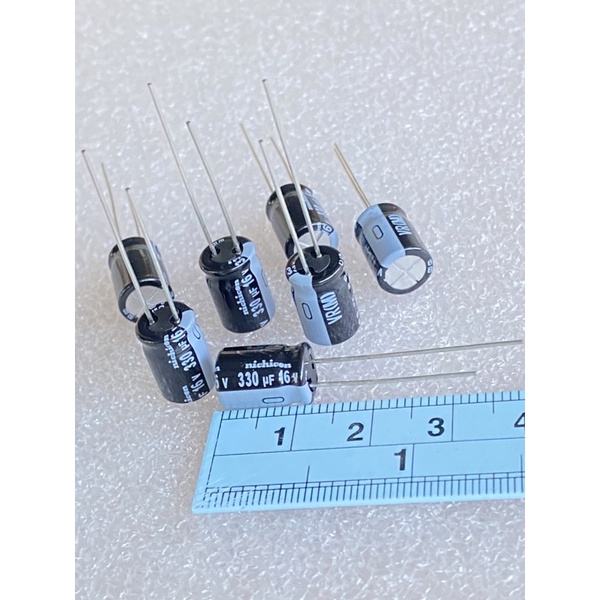 (แพ็ค10ตัว) C 330UF 16V คาปาซิเตอร์ nichicon Japan ของแท้ใหม่ 8x12mm สีดำ85C C330UF16V C 330UF16V C3