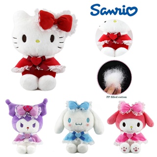 ตุ๊กตานุ่ม รูปการ์ตูน Sanrio Melody My Kuromi ผ้าคลุมไหล่ ประดับโบว์ ของเล่นสําหรับเด็ก