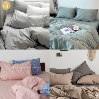 FUJI ผ้าปูที่นอน6ฟุต/5ชิ้น 5ฟุต/3ชิ้น 3.5ฟุต/2ชิ้น ผ้าปูที่นอนสีพื้น  ผ้าCombed Cotton ปลอกหมอนข้าง​​ สไตล์เรียบง่าย