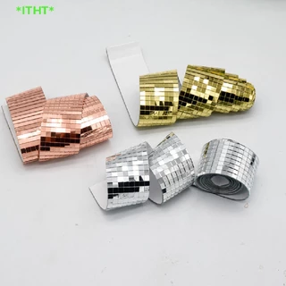 ITHT>ดิสโก้ DIY กระจกกระจกสติ๊กเกอร์ติดผนัง Self-กาว Home Wall Decor ใหม่