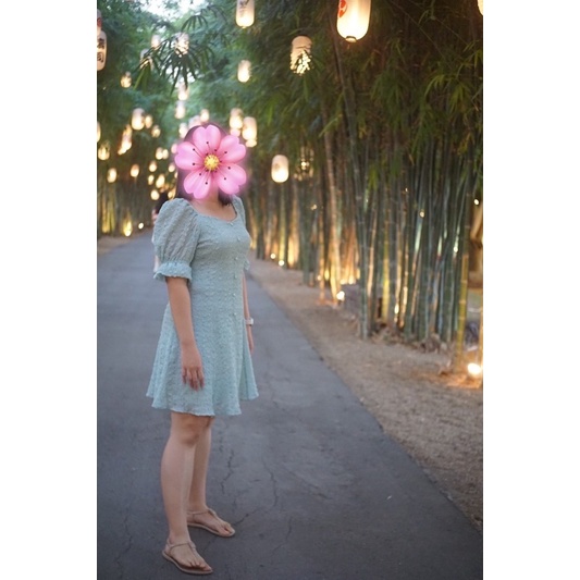 YY222-LA MIGNONNE เดรสกระโปรง สีเขียว แขนตุ๊กตา SIZE L ใส่ไปคาเฟ่สวยๆ ใส่แล้วผอมมาก ทรงดี