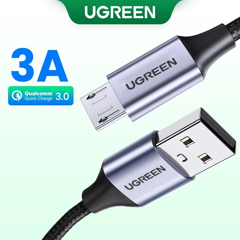 Ugreen สายชาร์จไว Micro USB เป็น USB ส 100 ซม. 2.4A สำหรับ Samsung Galaxy LG Google