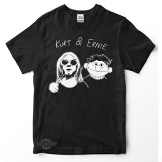 Hitam kurt &amp; ERNIE เสื้อยืดลําลอง แขนสั้น สีดํา พรีเมี่ยม สําหรับวัยรุ่น