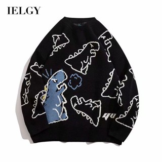 IELGY เสื้อกันหนาว คอกลม ทรงหลวม พิมพ์ลายการ์ตูนตลก สําหรับผู้ชาย