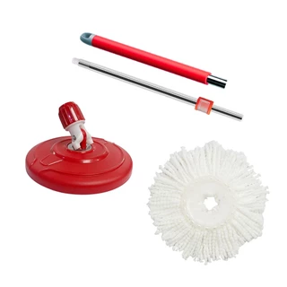 Poly-Brite โพลี-ไบรท์ ชุดด้ามม็อบถังปั่น รุ่น เฮอร์ริเคน อะไหล่เฉพาะไม้ถูพื้น (ด้าม+แป้น+รีฟิลผ้าม็อบ)