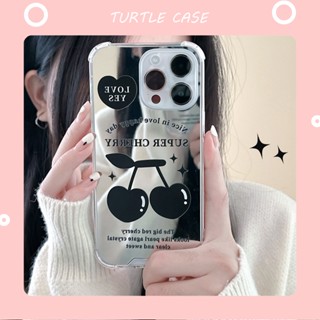 [พร้อมส่ง] ใหม่ เคสโทรศัพท์มือถือ ซิลิโคน ลายเชอร์รี่ พร้อมกระจก สําหรับ iPhone 14 13 12 11 PROMAX XS XR XSMAX SE2020 6 7 8PLUS MINI