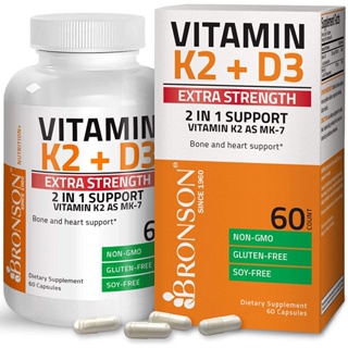Non-GMO Formula 10,000 IU Vitamin D3 &amp; 120 mcg Vitamin K2 MK-7 Easy to Swallow Vitamin D &amp; K, 60 Capsules