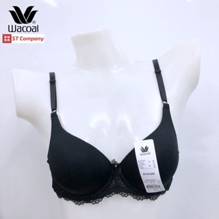 Wacoal Basic Bra ชุดชั้นใน มีโครง เสริมฟองน้ำ สีดำ รุ่น WB9896 (Black) เสื้อใน วาโก้ มีฟองน้ำ เต็มทรง 2 ตะขอ