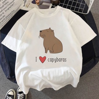 คาปิบาร่า Capybaras เสื้อยืด พิมพ์ลายกราฟฟิคตลก สีขาว สไตล์สตรีท สําหรับผู้ชาย y2k