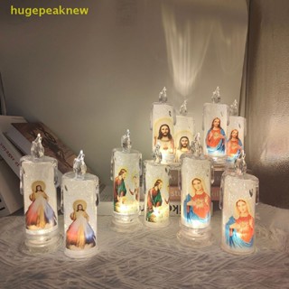 Hugepeaknew โคมไฟ LED รูปพระเยซูบริสุทธิ์ ไร้เปลวไฟ สไตล์โรแมนติก สําหรับตกแต่ง