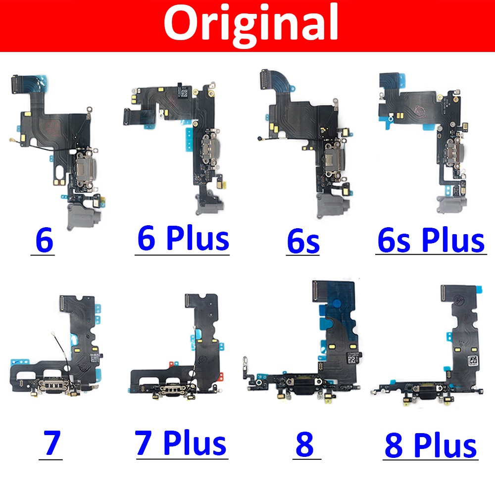 USB ชาร์จพอร์ตบอร์ด Flex Cable Connector สําหรับ iPhone 6 6G 6s 7 7G 8 8G Plus อะไหล่โลโก้