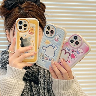 เคสโทรศัพท์มือถือหนัง TPU แบบนิ่ม สามมิติ มีกระจก สําหรับ iphone 14 Pro Max 13 Pro Max 12 Pro Max