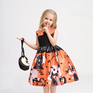 [New product in stock] Wansheng witch childrens role Party printed skirt Hellonween dress quality assurance FFR4