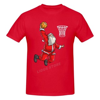 ถูกที่สุด Santa Slam Dunk T Shirt Christmas Xmas Ball T Shirt T Shirts Men Harajuku Summer T Shirts Fashion Top Casual