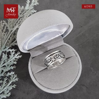 MT แหวนเงินแท้ ลายคลื่น งานรมดำ แบบหมุนได้  ไซส์: 54 Solid 925 Sterling Silver Oxidized wave Ring (sr393) MT Jewelry มณีธารา