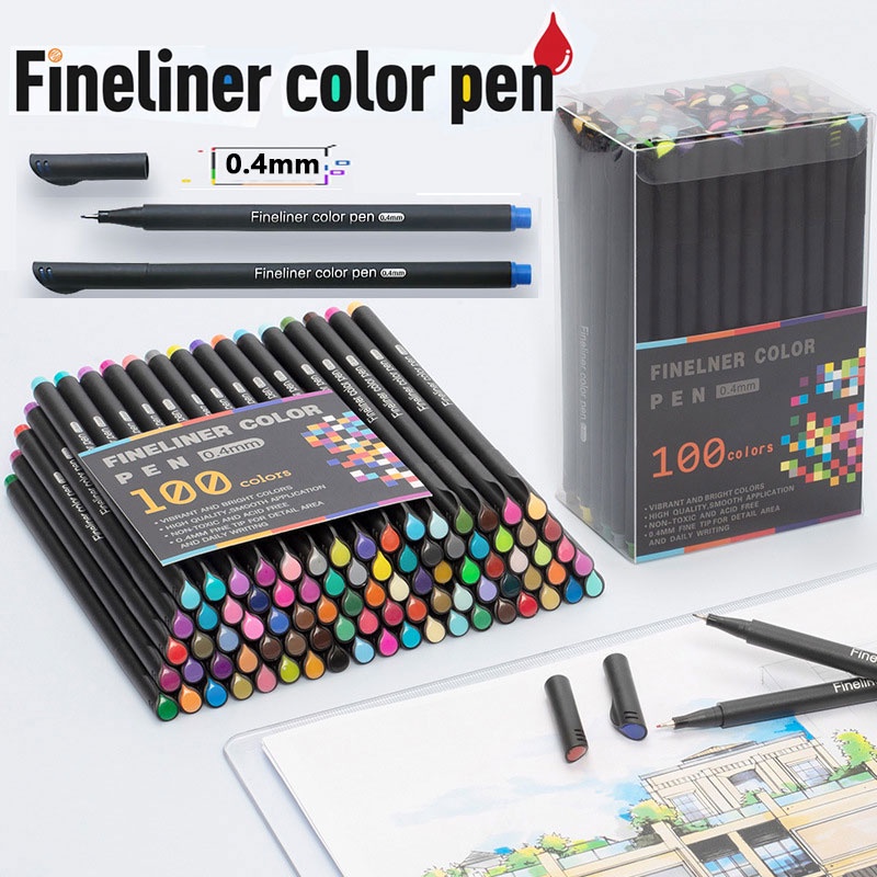 24-100 ชิ้น Fineliner ปากกามาร์กเกอร์มังงะปากกาสีสําหรับตัวอักษร 0.4 มม.Art Sketch Journaling สีน้ําโรงเรียนอุปกรณ์เครื่องเขียน