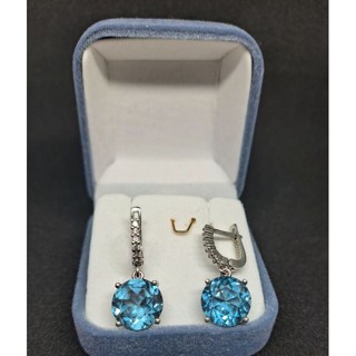 ต่างหู บลูโทพาส Blue Topaz   #เงินแท้ 92.5%❣️ส่งฟรั❣️
