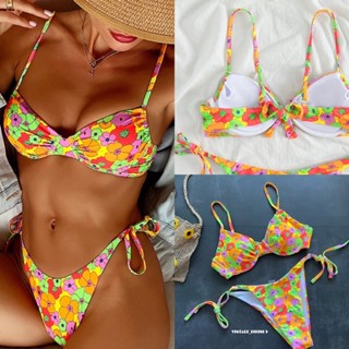 Neon floral set ทูพีชลายดอกหลากสี สีโทนสว่างนีออน