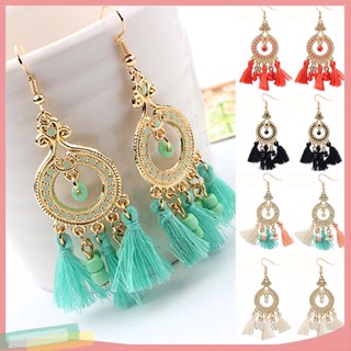 เครื่องประดับต่างหูตะขอห้อย eardrop จี้วินเทจ boho tassels