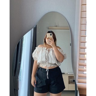 เสื้อครอปสาวอวบปาดไหล่อก38-50